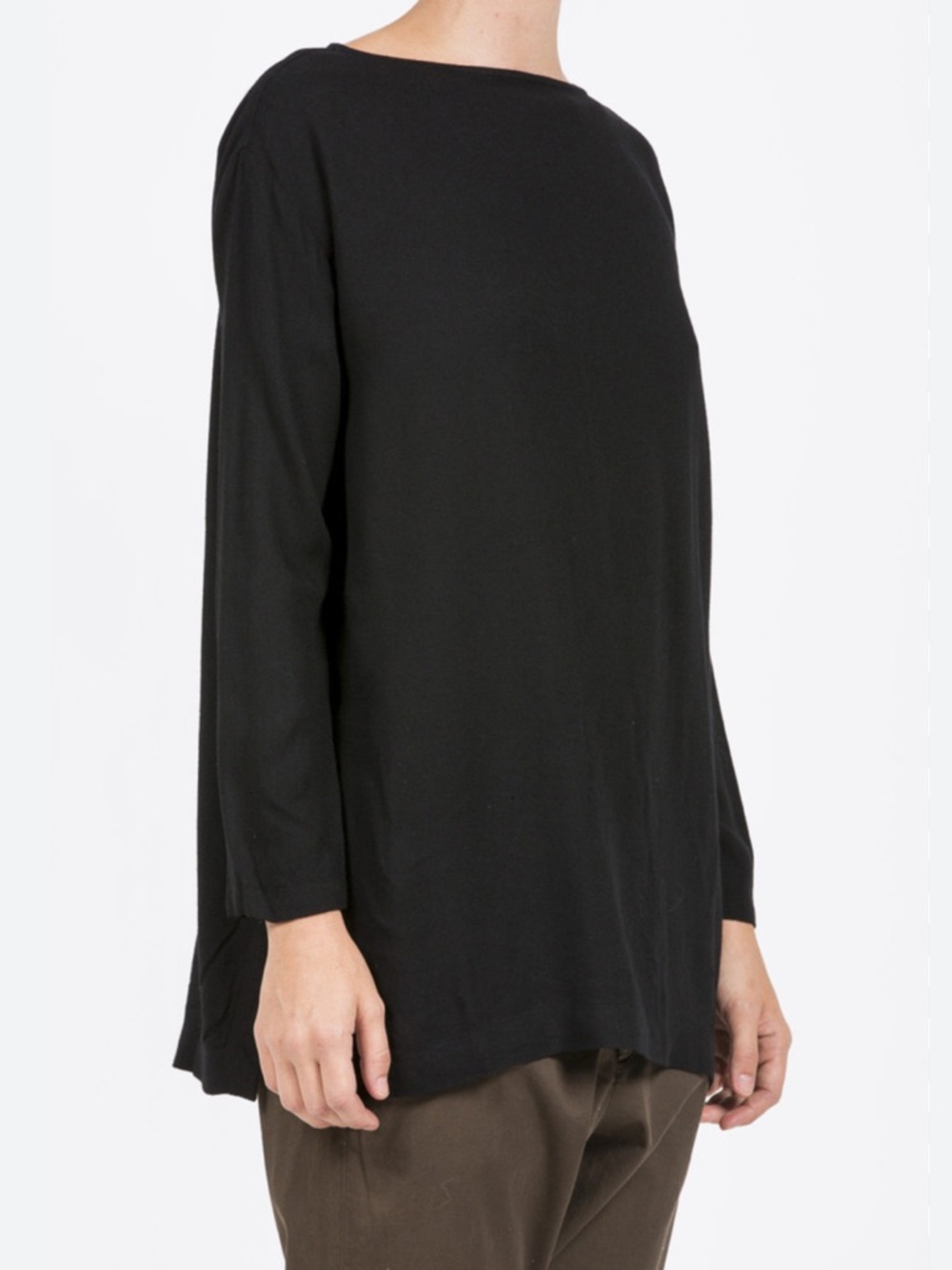 Black Crane long slit top black sz S